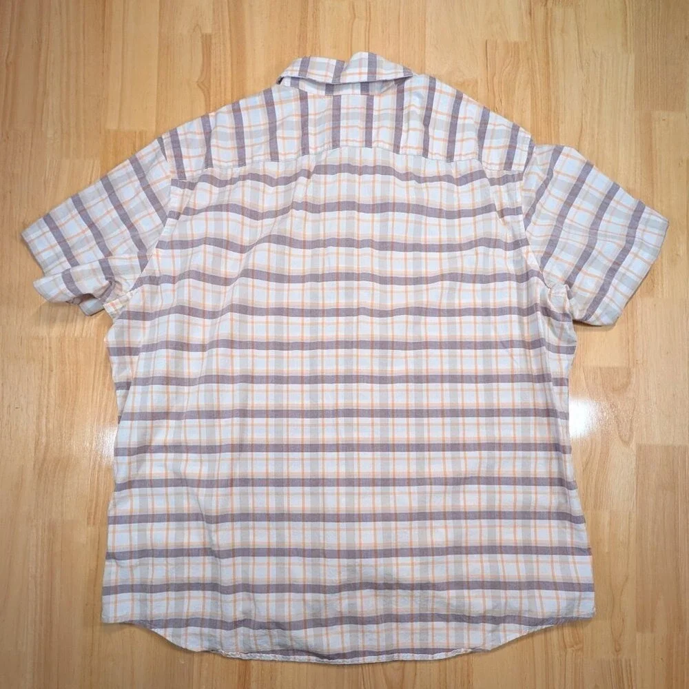 Banana‎ Republic Men XXL Plaid Short Sleeve Button Up Shirt 100% Cotton
